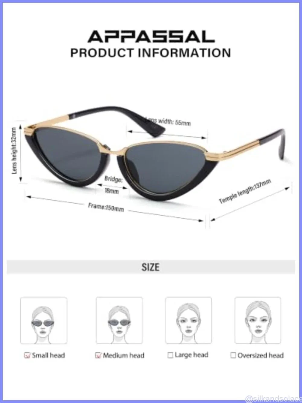 Cat Eye Sunglasses UV400 Full-Frame Retro Metal Accents